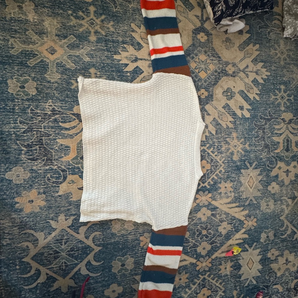 American Eagle Outfitters Cream Sweater with Multicolor Stripes